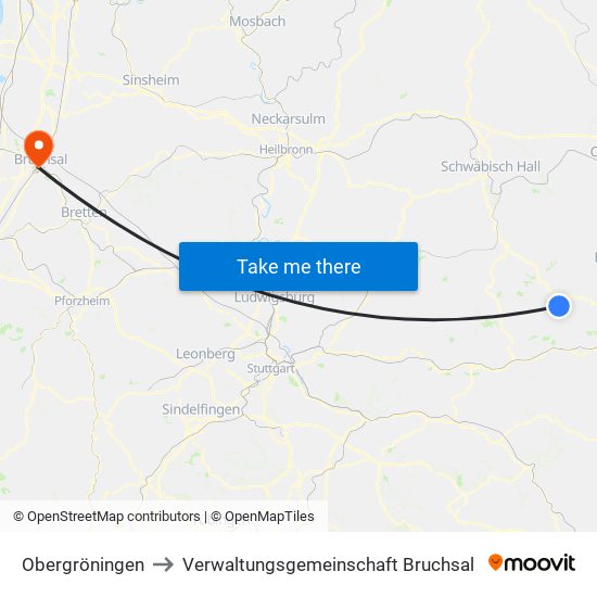 Obergröningen to Verwaltungsgemeinschaft Bruchsal map
