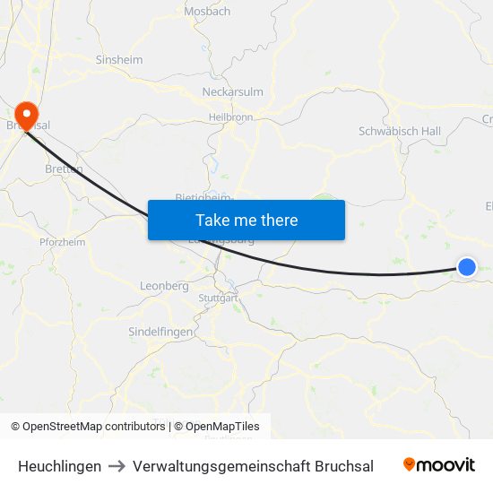 Heuchlingen to Verwaltungsgemeinschaft Bruchsal map