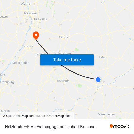 Holzkirch to Verwaltungsgemeinschaft Bruchsal map