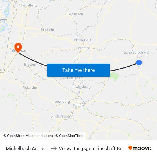 Michelbach An Der Bilz to Verwaltungsgemeinschaft Bruchsal map