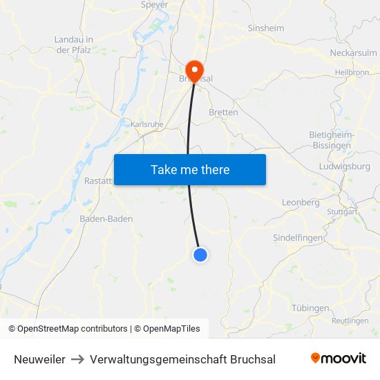 Neuweiler to Verwaltungsgemeinschaft Bruchsal map