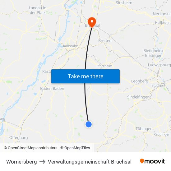 Wörnersberg to Verwaltungsgemeinschaft Bruchsal map