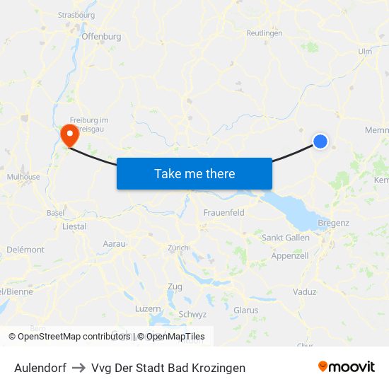 Aulendorf to Vvg Der Stadt Bad Krozingen map