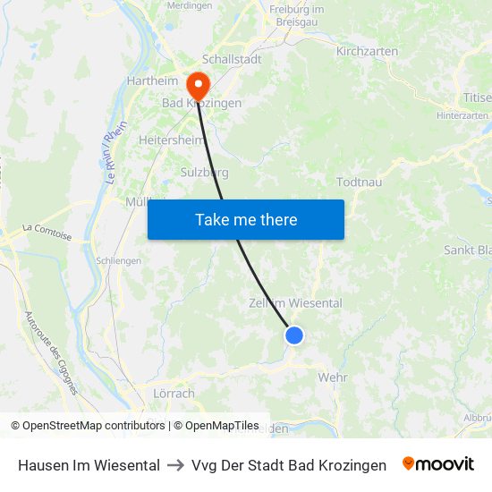 Hausen Im Wiesental to Vvg Der Stadt Bad Krozingen map