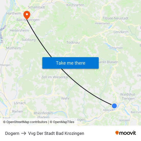 Dogern to Vvg Der Stadt Bad Krozingen map