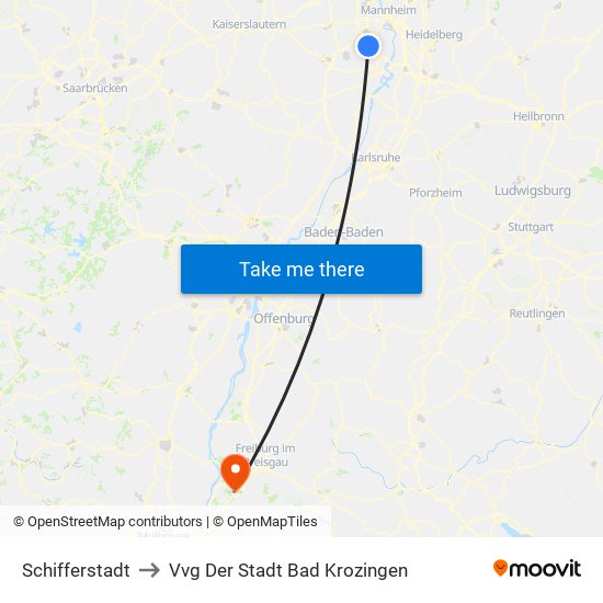 Schifferstadt to Vvg Der Stadt Bad Krozingen map