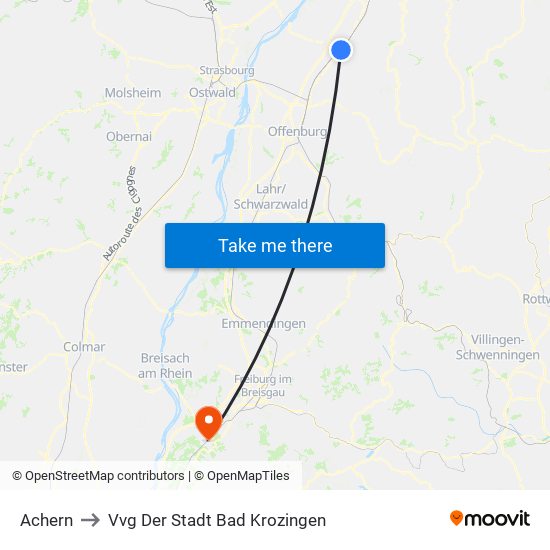 Achern to Vvg Der Stadt Bad Krozingen map