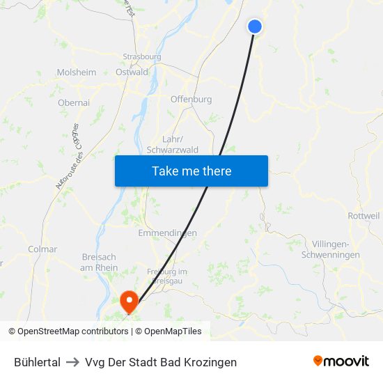 Bühlertal to Vvg Der Stadt Bad Krozingen map