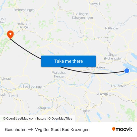 Gaienhofen to Vvg Der Stadt Bad Krozingen map