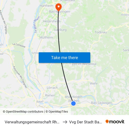 Verwaltungsgemeinschaft Rheinfelden (Baden) to Vvg Der Stadt Bad Krozingen map