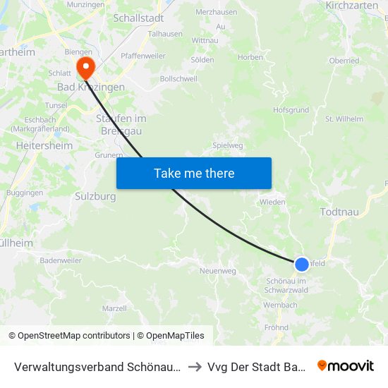 Verwaltungsverband Schönau Im Schwarzwald to Vvg Der Stadt Bad Krozingen map