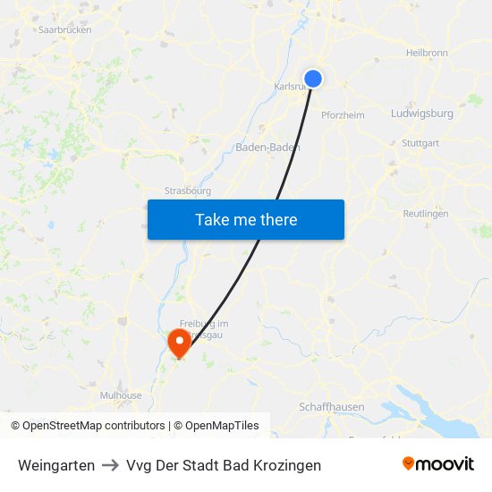 Weingarten to Vvg Der Stadt Bad Krozingen map