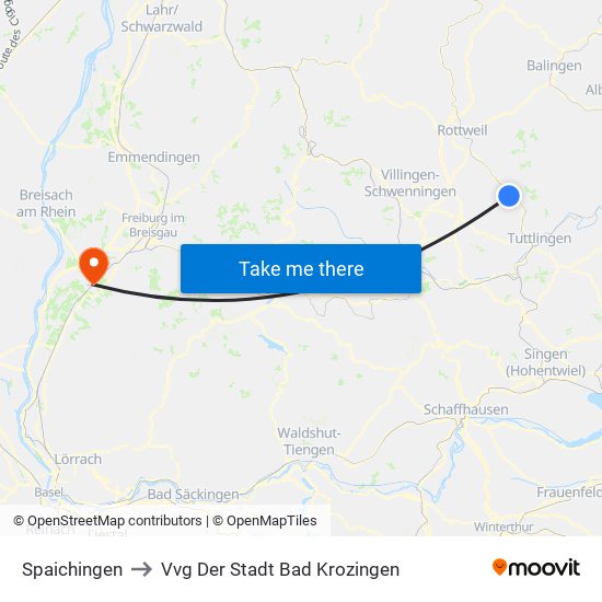 Spaichingen to Vvg Der Stadt Bad Krozingen map