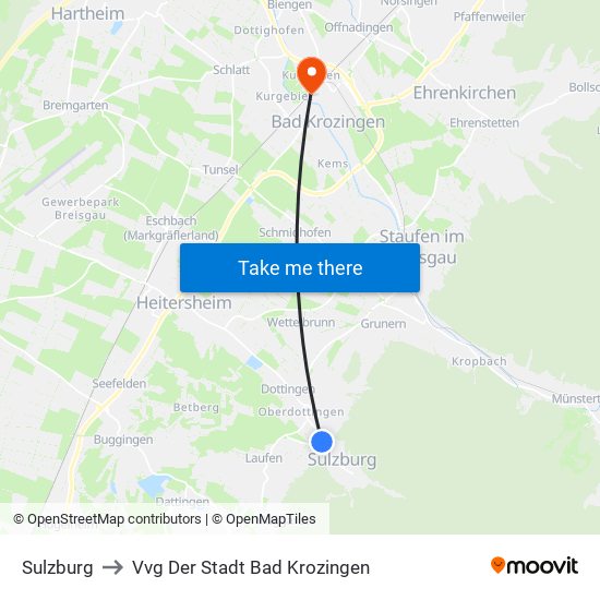 Sulzburg to Vvg Der Stadt Bad Krozingen map