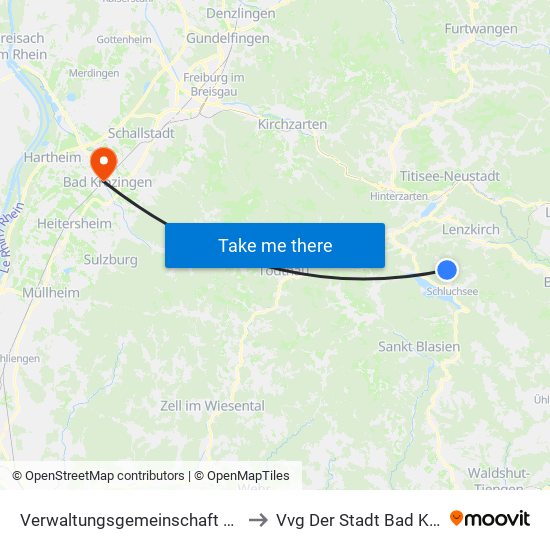 Verwaltungsgemeinschaft Schluchsee to Vvg Der Stadt Bad Krozingen map