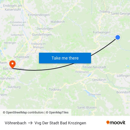 Vöhrenbach to Vvg Der Stadt Bad Krozingen map