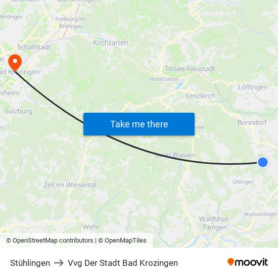 Stühlingen to Vvg Der Stadt Bad Krozingen map