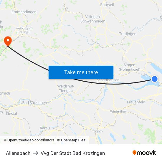 Allensbach to Vvg Der Stadt Bad Krozingen map