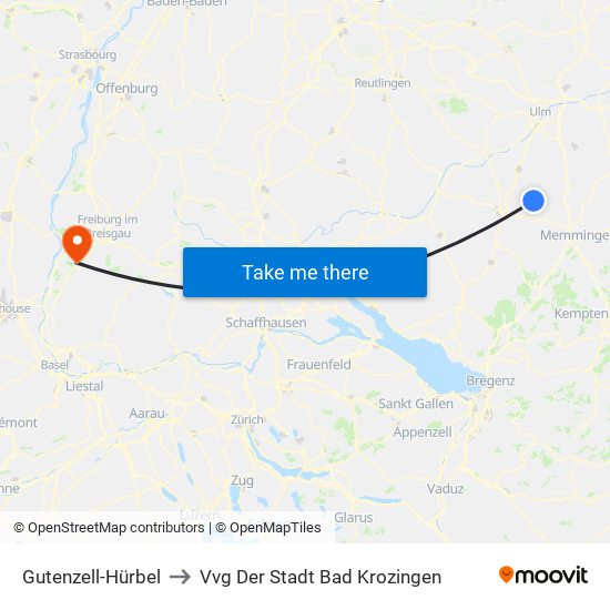 Gutenzell-Hürbel to Vvg Der Stadt Bad Krozingen map
