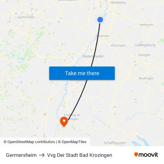 Germersheim to Vvg Der Stadt Bad Krozingen map