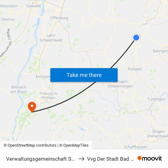 Verwaltungsgemeinschaft Sulz am Neckar to Vvg Der Stadt Bad Krozingen map