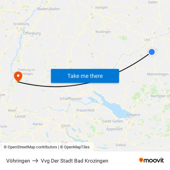 Vöhringen to Vvg Der Stadt Bad Krozingen map