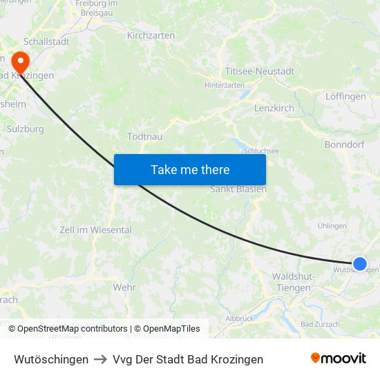 Wutöschingen to Vvg Der Stadt Bad Krozingen map