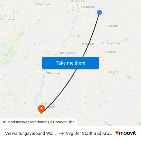 Verwaltungsverband Waibstadt to Vvg Der Stadt Bad Krozingen map