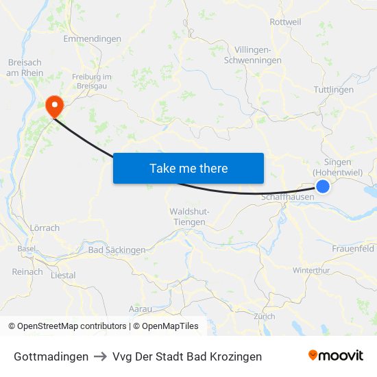 Gottmadingen to Vvg Der Stadt Bad Krozingen map