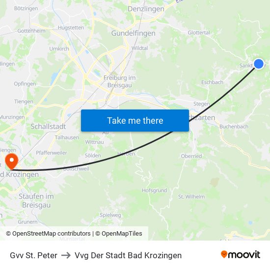 Gvv St. Peter to Vvg Der Stadt Bad Krozingen map