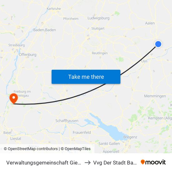 Verwaltungsgemeinschaft Giengen An Der Brenz to Vvg Der Stadt Bad Krozingen map