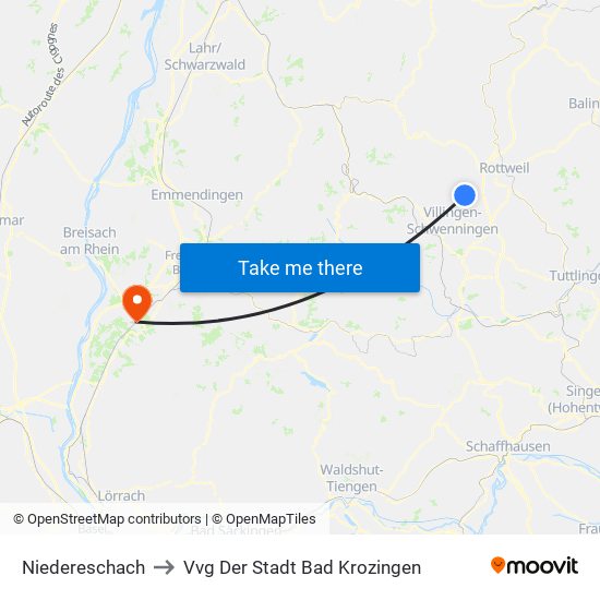Niedereschach to Vvg Der Stadt Bad Krozingen map