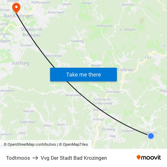 Todtmoos to Vvg Der Stadt Bad Krozingen map
