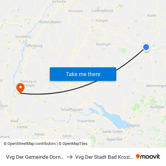 Vvg Der Gemeinde Dornstadt to Vvg Der Stadt Bad Krozingen map