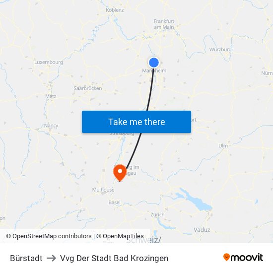 Bürstadt to Vvg Der Stadt Bad Krozingen map