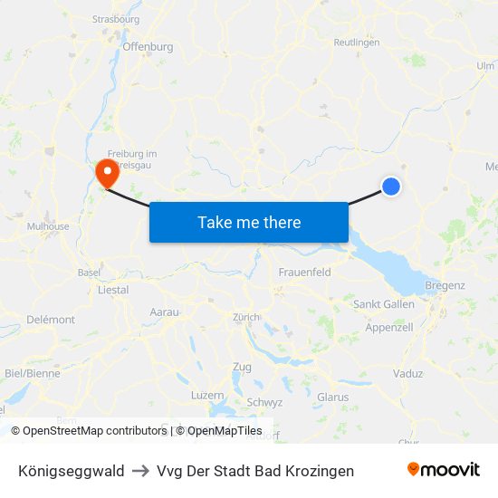 Königseggwald to Vvg Der Stadt Bad Krozingen map