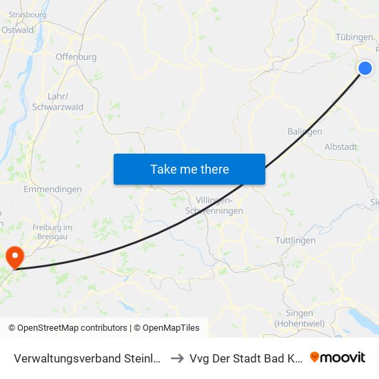 Verwaltungsverband Steinlach-Wiesaz to Vvg Der Stadt Bad Krozingen map