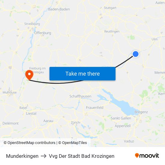 Munderkingen to Vvg Der Stadt Bad Krozingen map