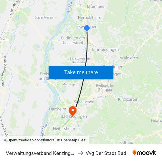 Verwaltungsverband Kenzingen-Herbolzheim to Vvg Der Stadt Bad Krozingen map