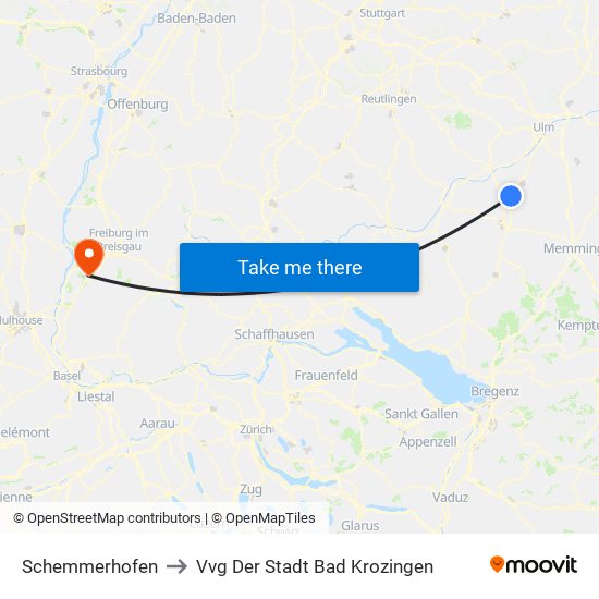 Schemmerhofen to Vvg Der Stadt Bad Krozingen map