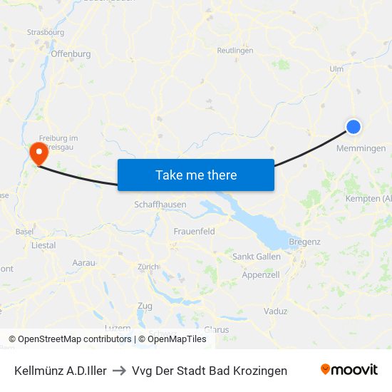 Kellmünz A.D.Iller to Vvg Der Stadt Bad Krozingen map