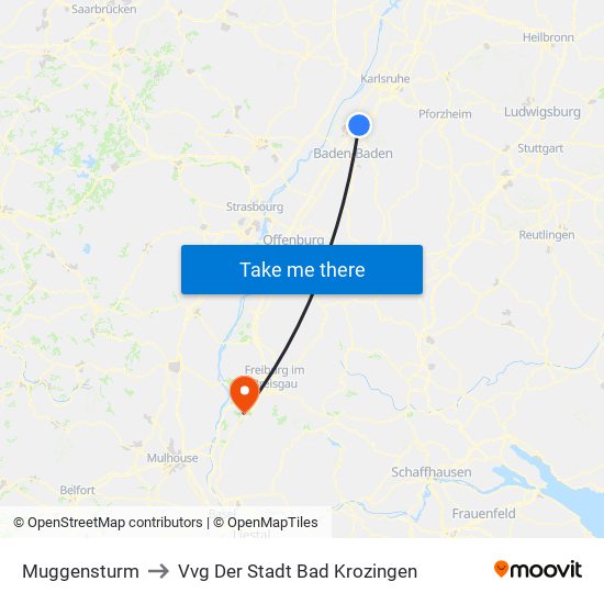 Muggensturm to Vvg Der Stadt Bad Krozingen map