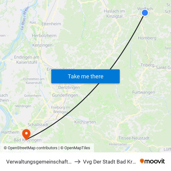 Verwaltungsgemeinschaft Wolfach to Vvg Der Stadt Bad Krozingen map