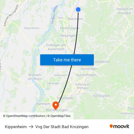 Kippenheim to Vvg Der Stadt Bad Krozingen map