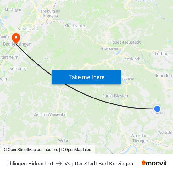Ühlingen-Birkendorf to Vvg Der Stadt Bad Krozingen map