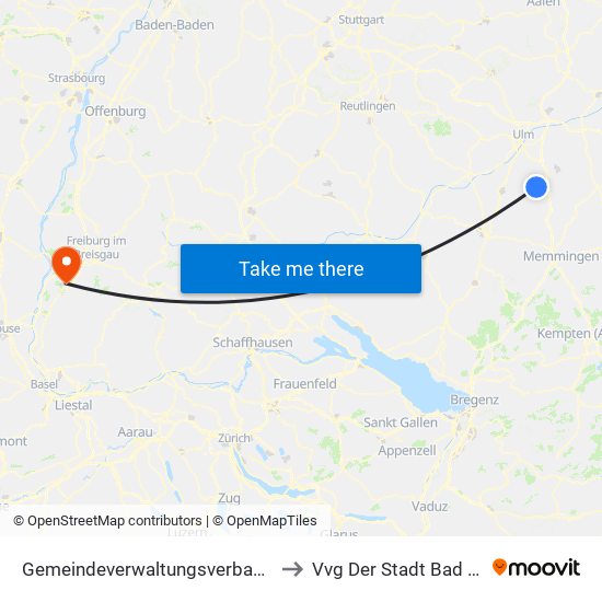 Gemeindeverwaltungsverband Dietenheim to Vvg Der Stadt Bad Krozingen map
