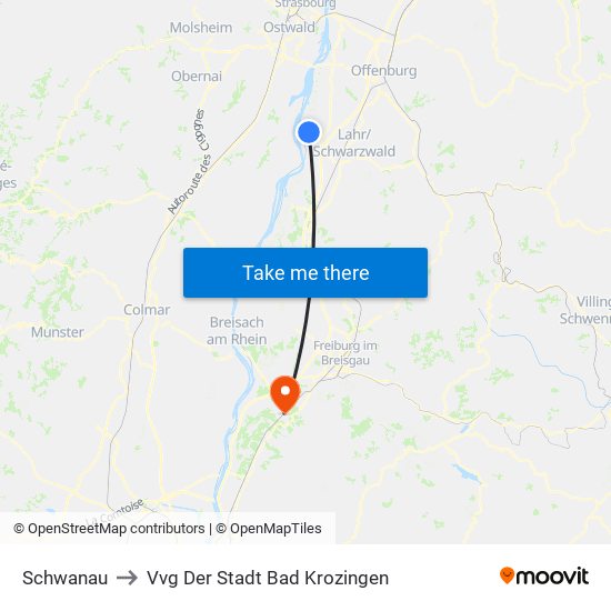 Schwanau to Vvg Der Stadt Bad Krozingen map