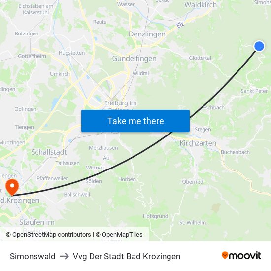 Simonswald to Vvg Der Stadt Bad Krozingen map