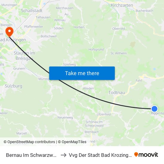 Bernau Im Schwarzwald to Vvg Der Stadt Bad Krozingen map