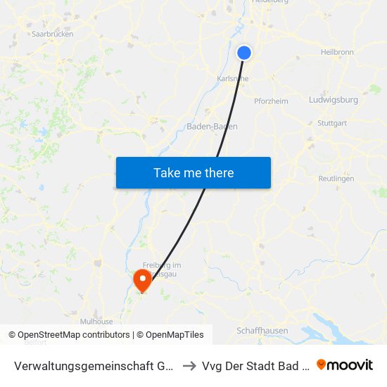 Verwaltungsgemeinschaft Graben-Neudorf to Vvg Der Stadt Bad Krozingen map